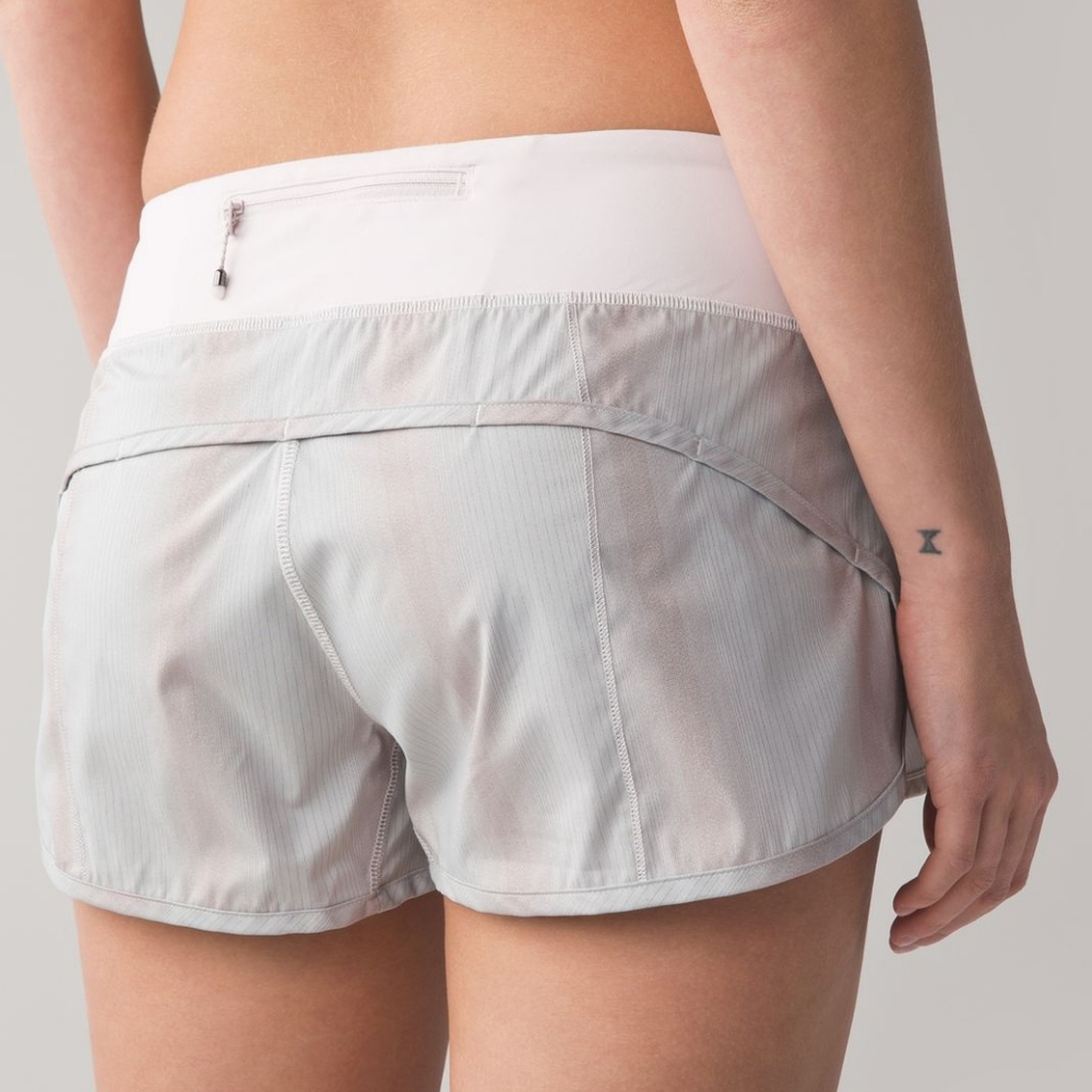 lululemon athletica light gray and white running shorts